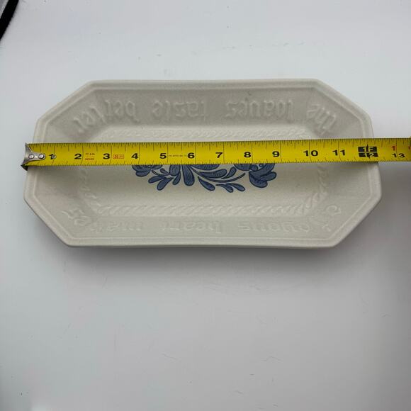 Pfaltzgraff A Joyous Heart Tray Blue Floral Stoneware 13x6 Vintage USA - Picture 7 of 9